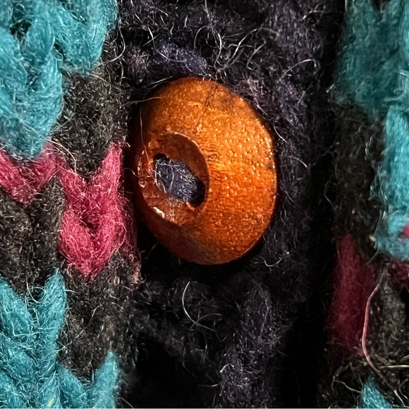 🐑Inca Trail Wool Chunky Knit Sweater Grey Purple Teal Unisex One Size Equador - Picture 5 of 8